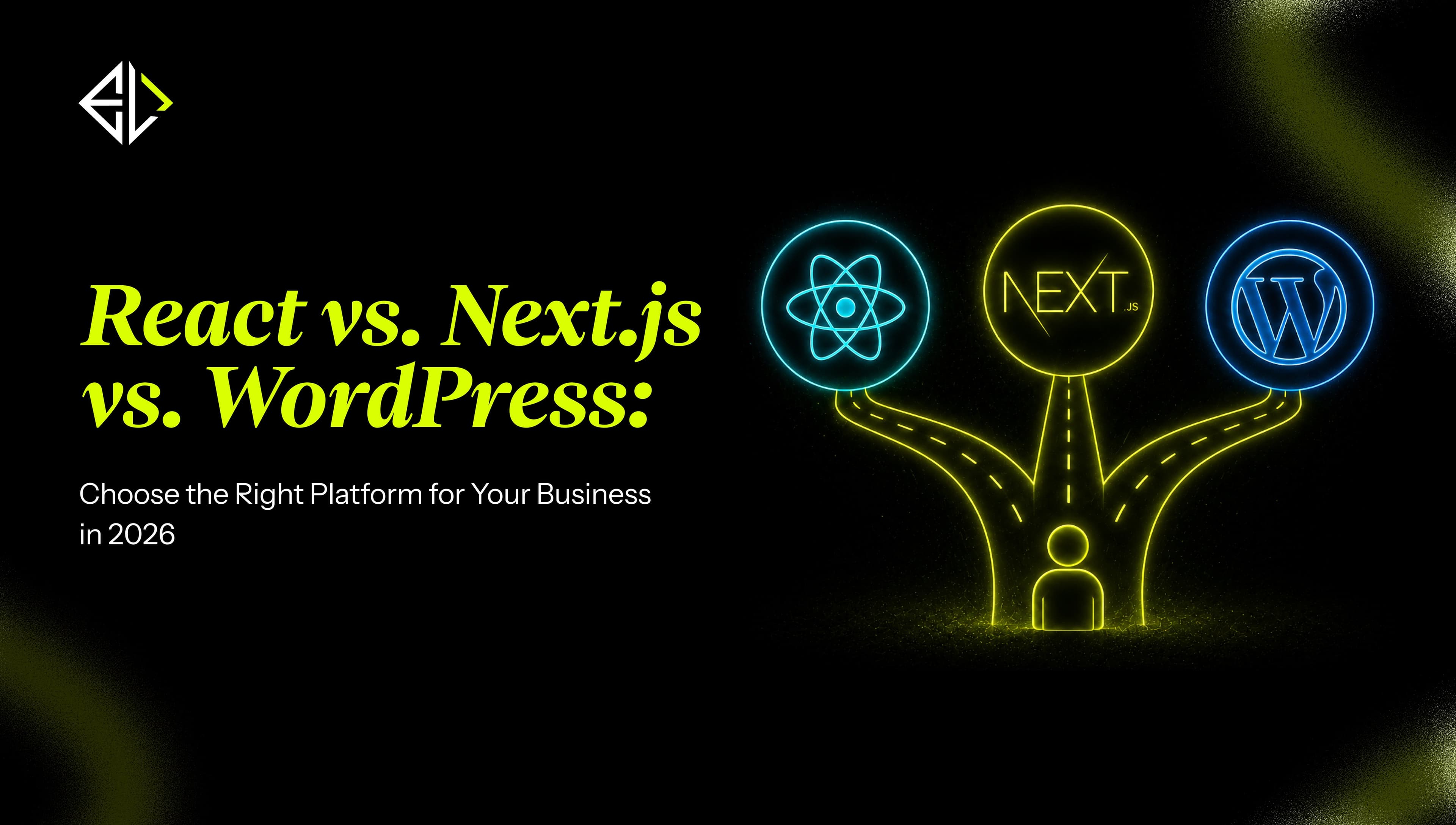 Preview of **React vs. Next.js vs. WordPress**: Which One Is Right for Your Business Website In 2026?